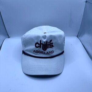 Chili's Aggieland Rope Hat Mens OSFM White Vintage Strapback Embroidered Maroon